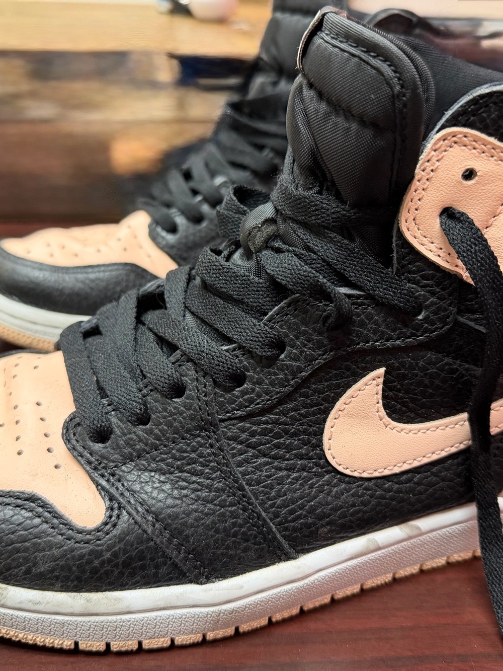 Nike Black and Peach High-Top Sneakers